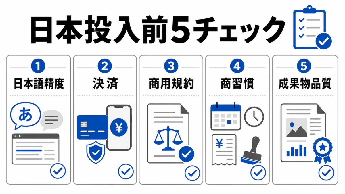 日本投入前5チェックの図解