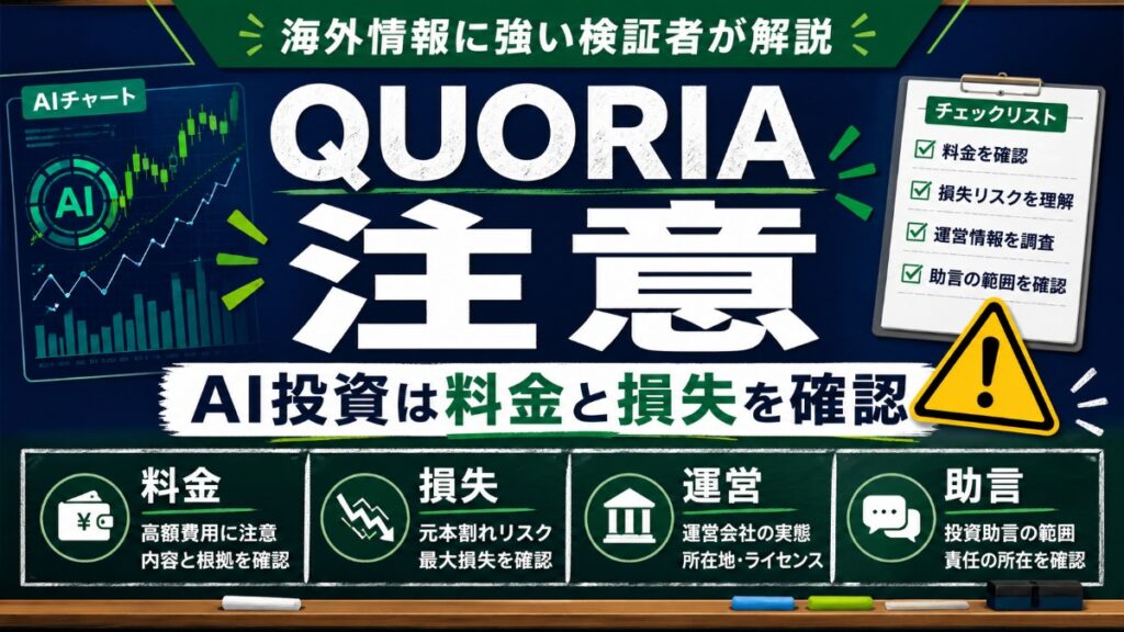 QUORIA 注意 AI投資は料金と損失を確認