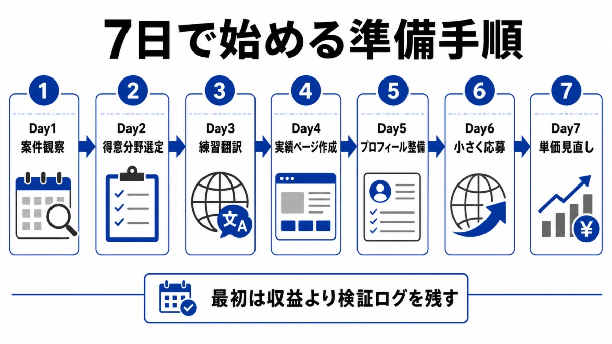 7日で始める準備手順ロードマップ図解