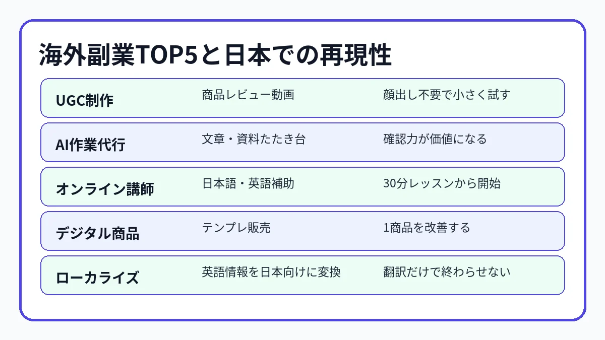 海外で流行っている副業TOP5と日本での再現性