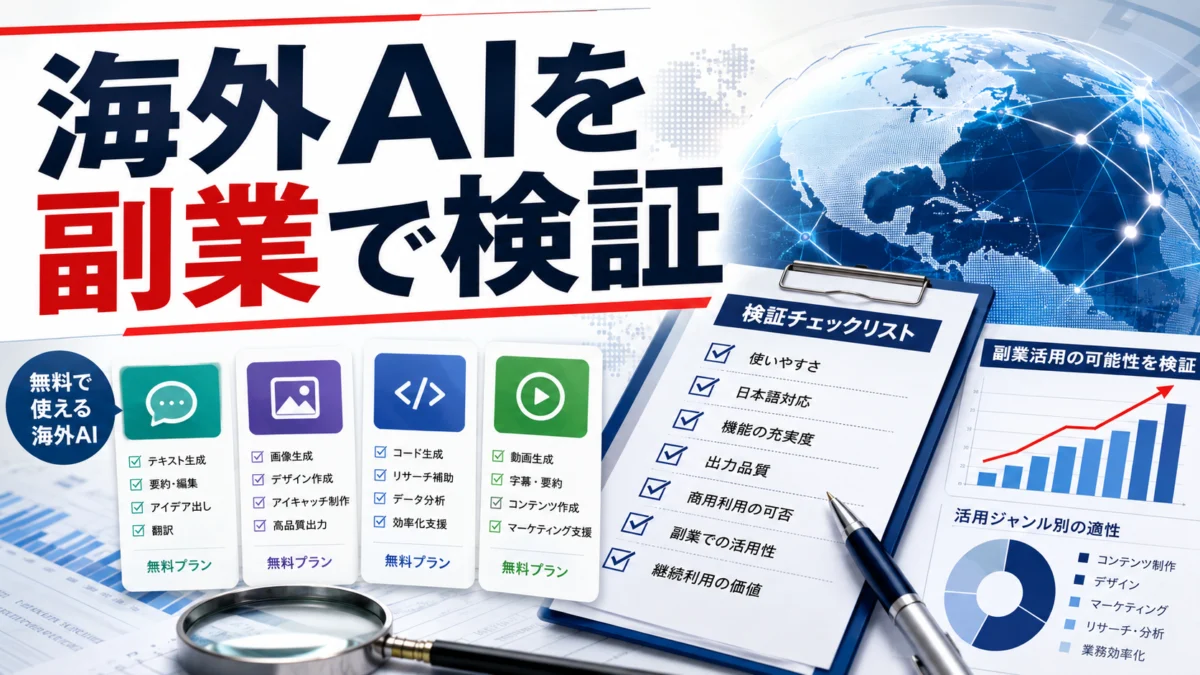 海外無料AIツールを日本の副業で検証する図解
