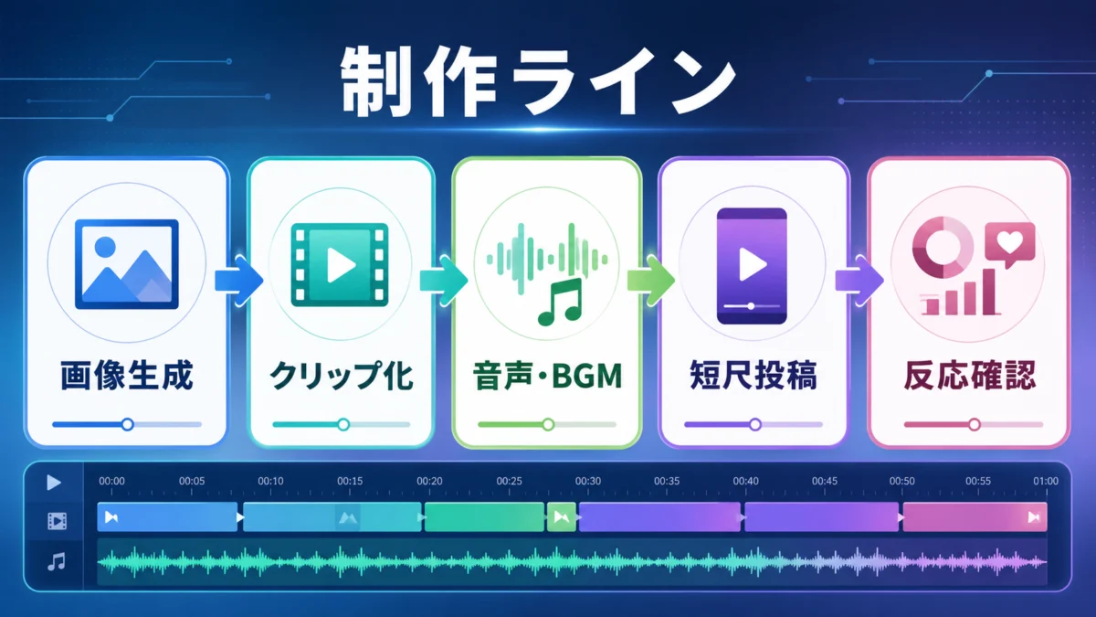 AI美女アカウントを資産化する運用サイクル図解
