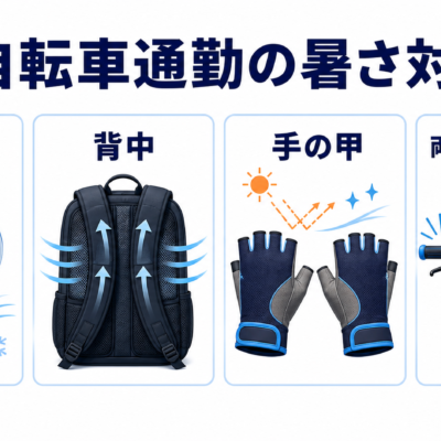 自転車通勤の首・背中・手の甲を守る暑さ対策