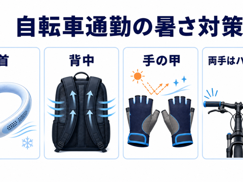自転車通勤の首・背中・手の甲を守る暑さ対策