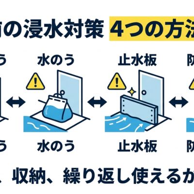 玄関の浸水対策4種類を比較した図解