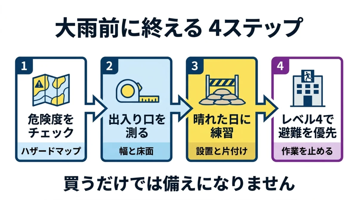 大雨前に終える浸水対策4ステップ