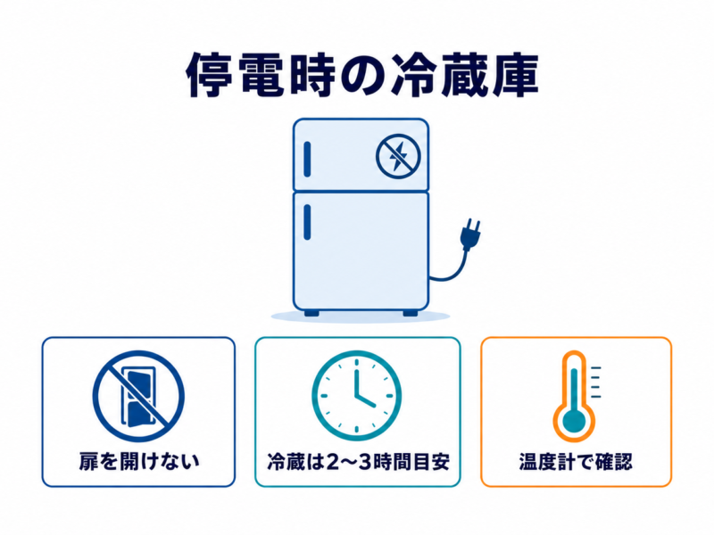 停電時の冷蔵庫を開けず温度計で確認