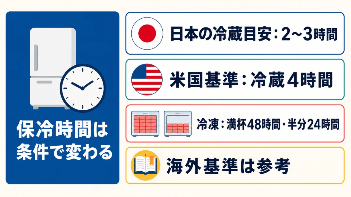 日本と米国で異なる停電時の保冷時間目安